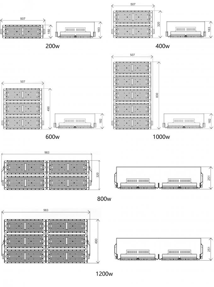 Module 200W 400W 600W 800W 1200W Lampes d'inondation pour éclairage de stade sportif 6