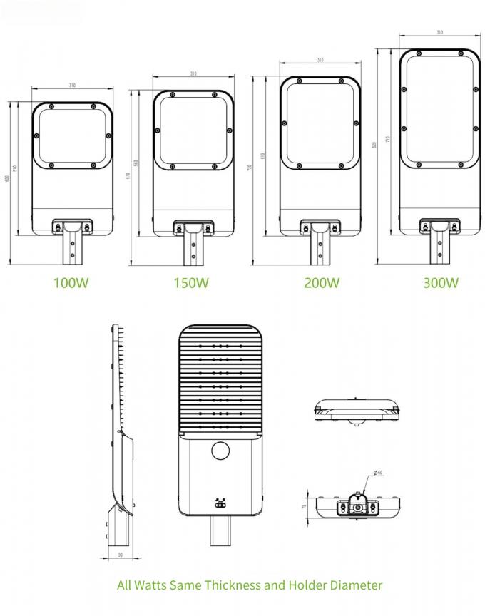 Nouveau projet Main Street 100w 150w 200w Lampadaire LED 50000 Durée de vie Éclairage public LED 3
