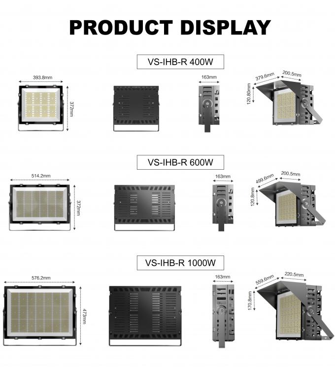 Projecteurs Floodlight 400W 600W 1000W Étanche 140Lm/W Réflecteur LED Prix pour Terrain de Sport 7