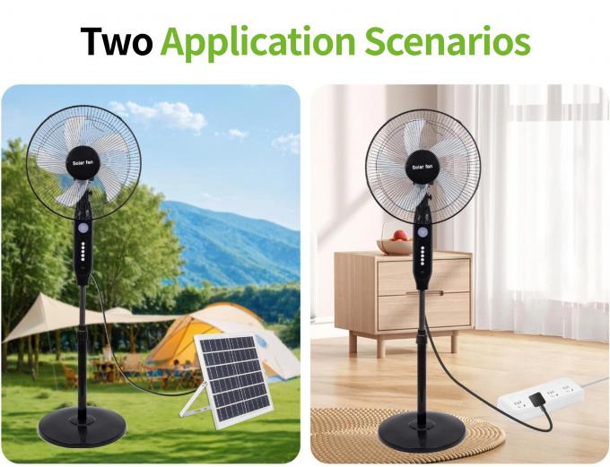 Vente à chaud Ventilateur solaire debout rechargeable de 5 lames de 16 pouces avec lumière LED avec panneau et batterie Ventilateur solaire au sol 10