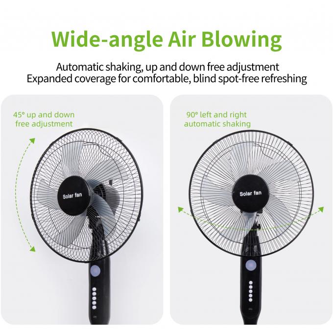 Vente à chaud Ventilateur solaire debout rechargeable de 5 lames de 16 pouces avec lumière LED avec panneau et batterie Ventilateur solaire au sol 11